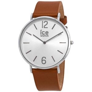 Brown City Tanner Silver Dial Leather Band Unisex